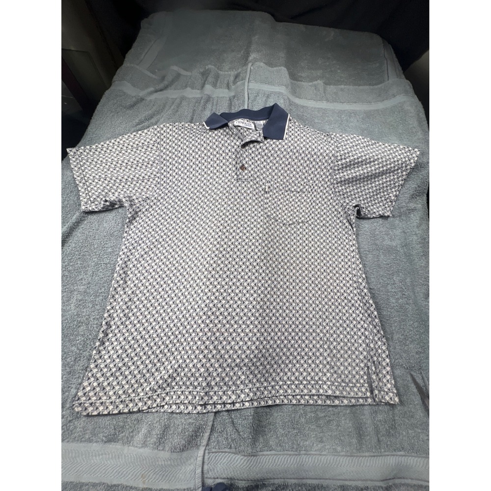 Penguin Sport Mens XL Geometric Pattern Polo Shirt‎ Short Sleeve Pocket